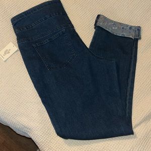 Brand New Cactus + Pearl Jeans with floral cuff bottoms